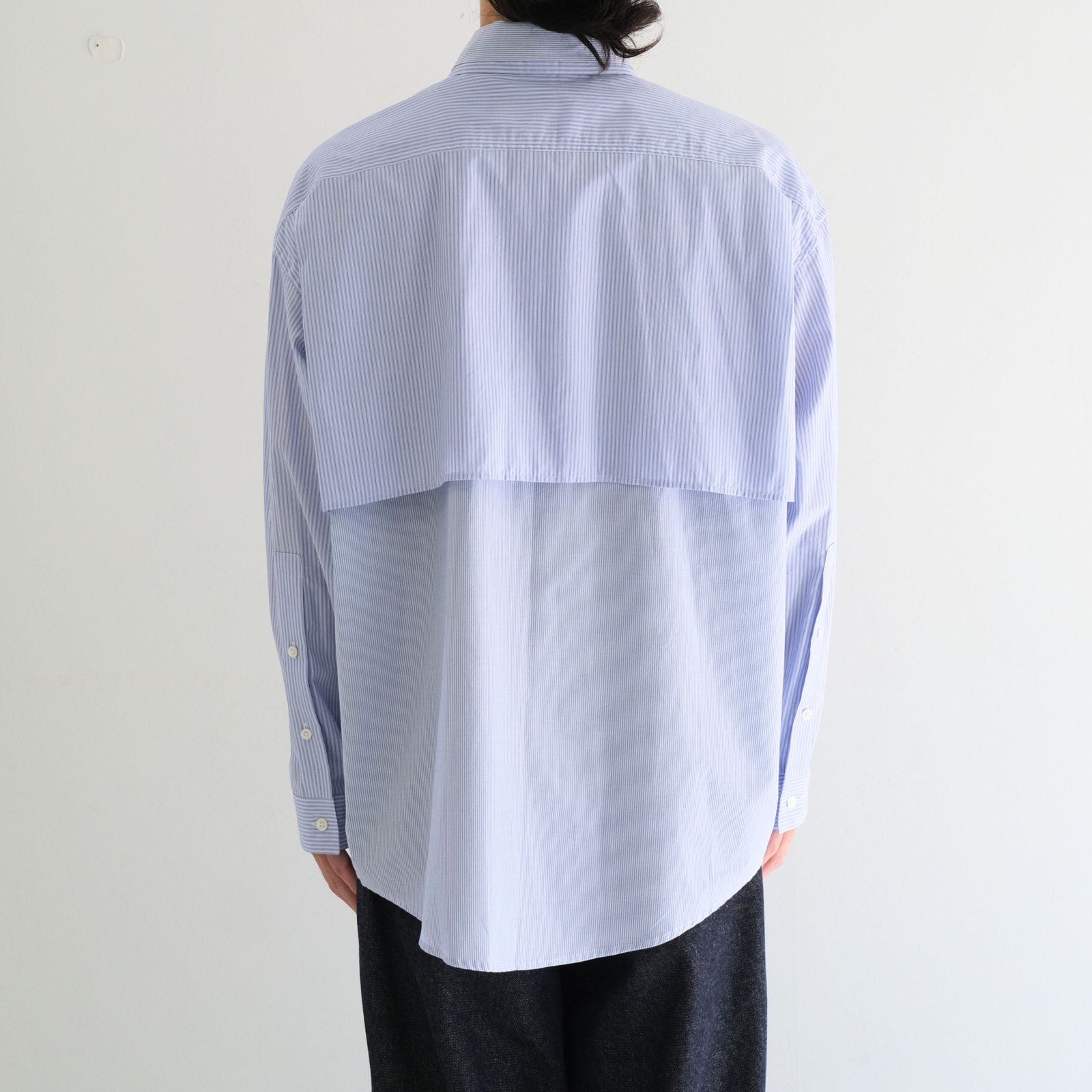 【残り1点】Layered Shirt / レイヤード シャツ（Sax Stripe）