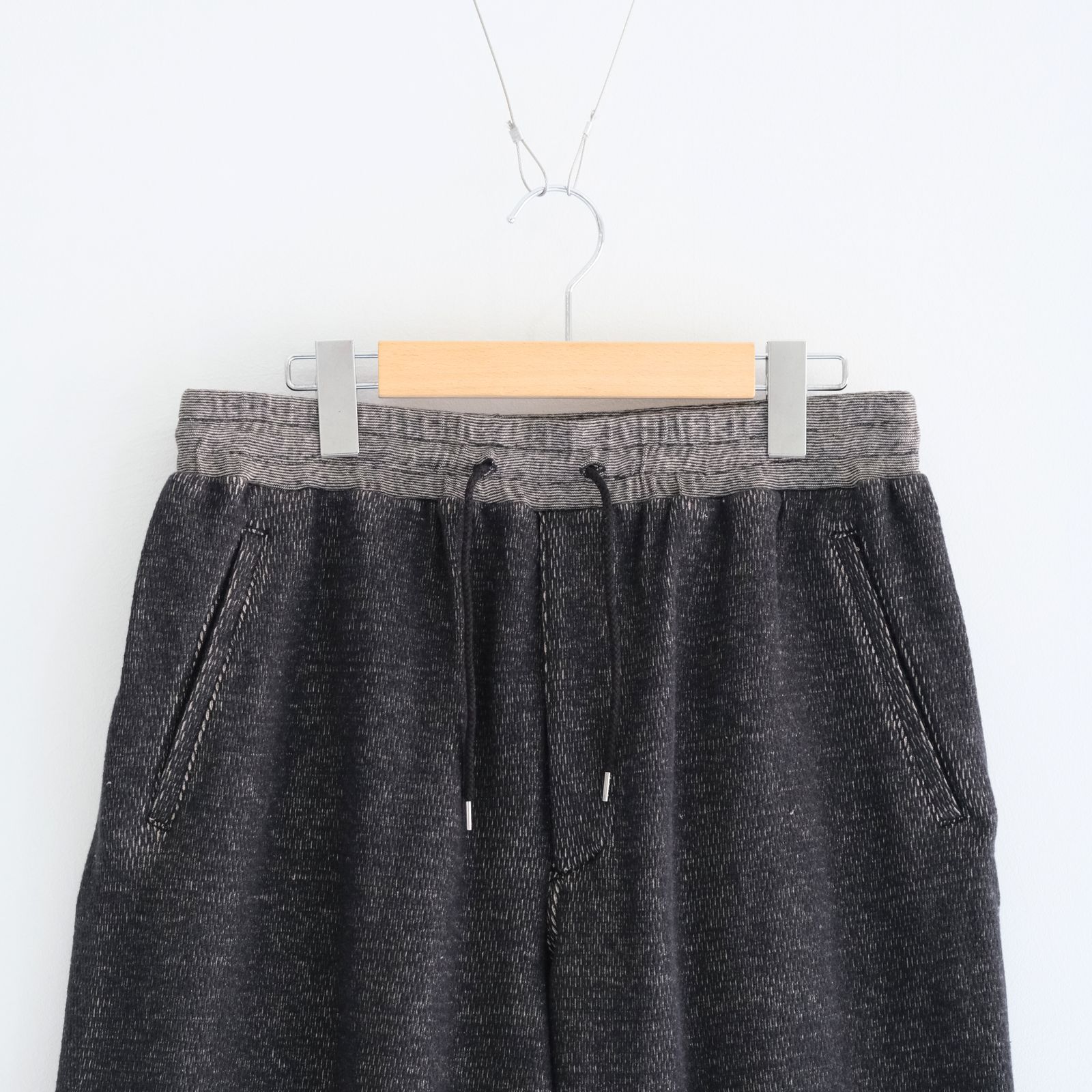 THERMAL SHORT PANTS - Mixed “UNSTAINED” yarn - / ショーツ / パンツ / BLACK