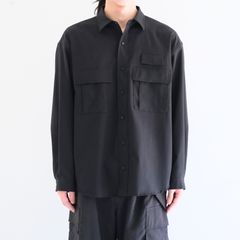 Breathable Linen Luggage L/S SH DotAir® / ブリーザブル リネン ラゲッジ L/S SH DotAir®（OFF BLACK）