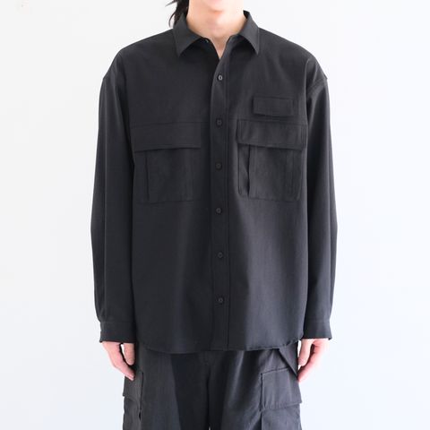 Breathable Linen Luggage L/S SH DotAir® / ブリーザブル リネン ラゲッジ L/S SH DotAir®（OFF BLACK）