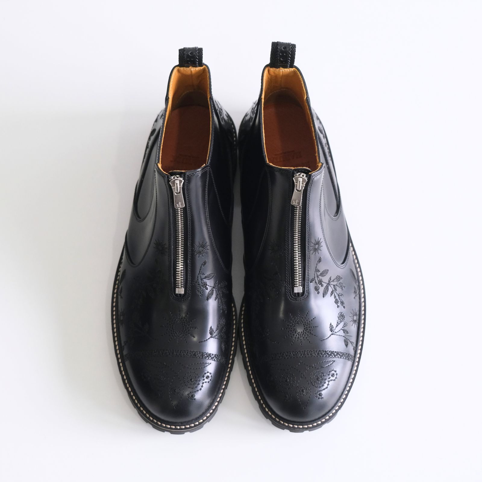 "HUNTER" Embroidered Front-zip Hunting Boots by HARUTA（BLACK）