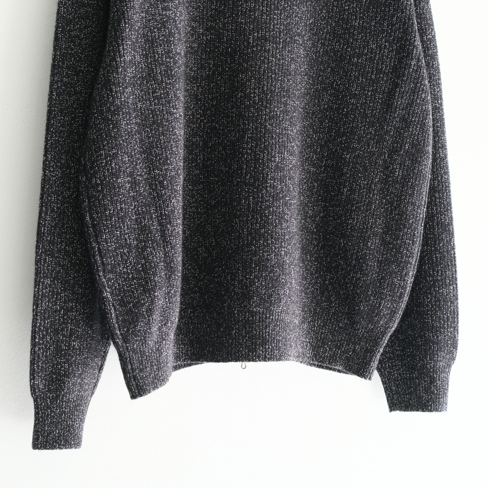 W/C MEALANGE RIB DRIVERS KNIT / ニット/ ドライバーズニット / メリノウール / BLACK