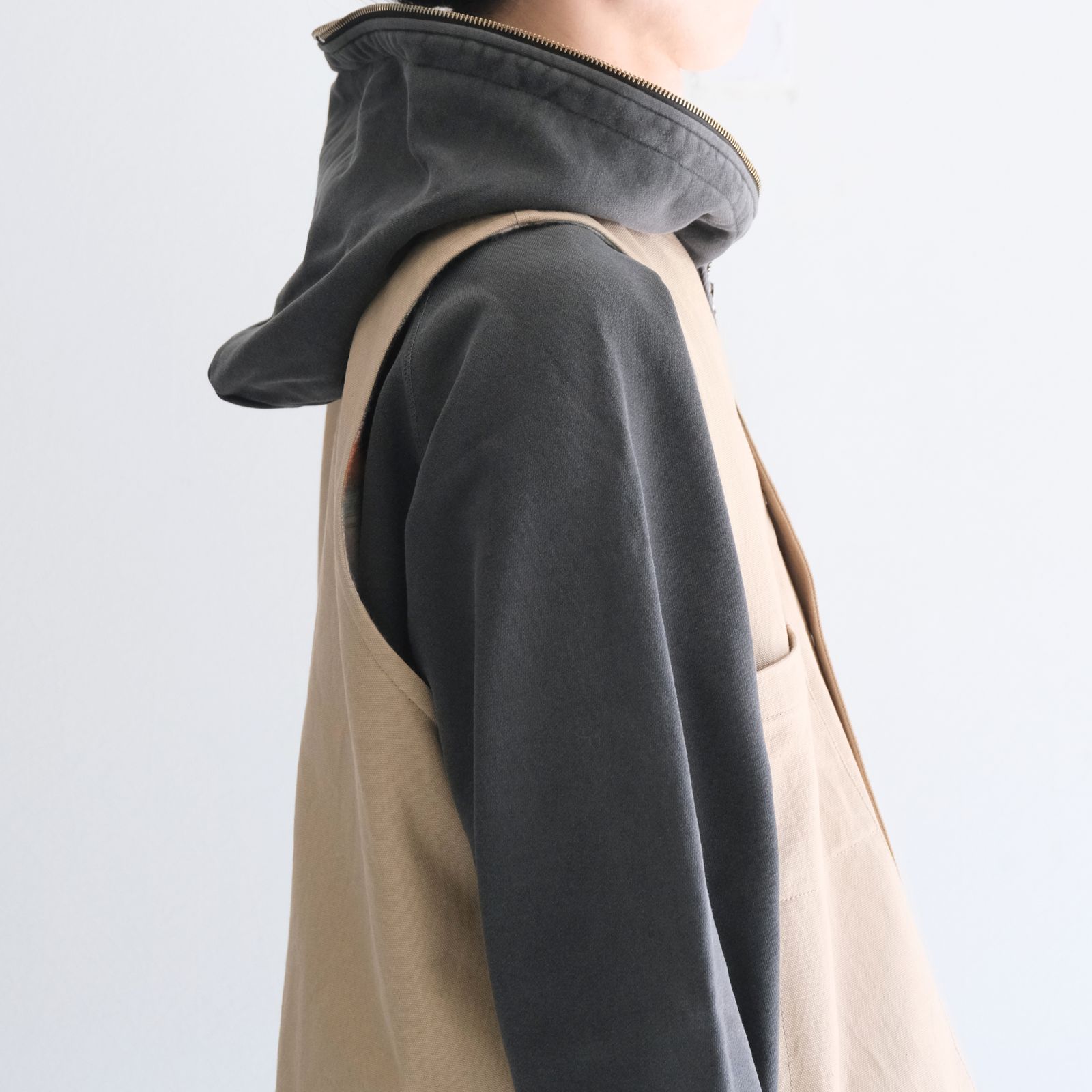 【残り1点】WORK VEST - Duck / Native Border Knit Lining -（Beige）