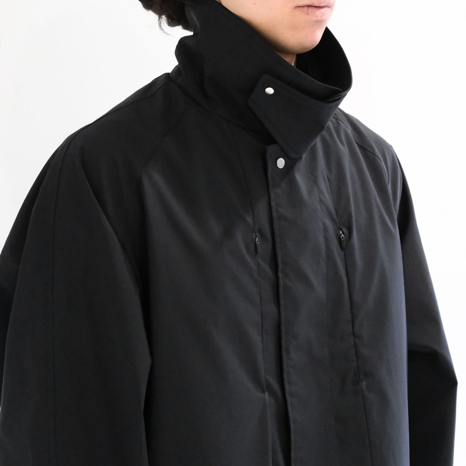 WATER RESISTANT WOOL BALMACAAN COAT（BLACK）