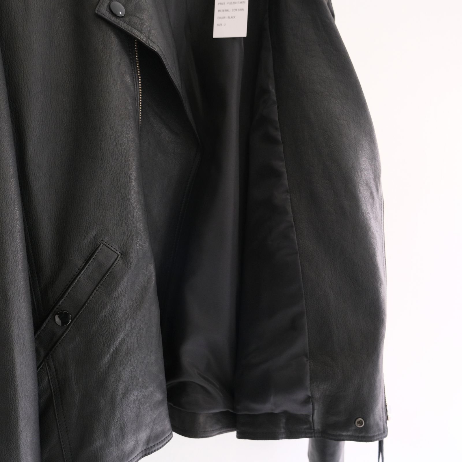COW SKIN BAGGY RIDER JACKET / SandWaterr × CCU / ジャケット / レザージャケット / ライダース / COW SKIN / 牛革 / BLACK