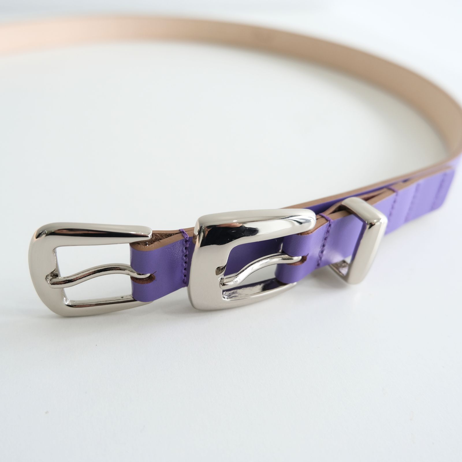 Elongated Leather Belt / ベルト / レザーベルト / Lavender