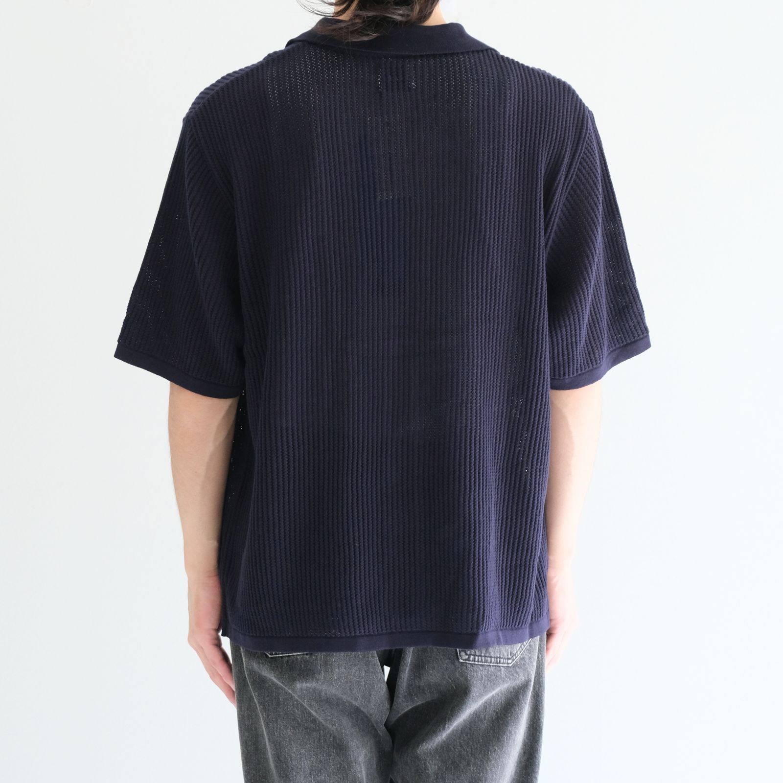 COTTON SUKASHI KNIT S/T / （NAVY）