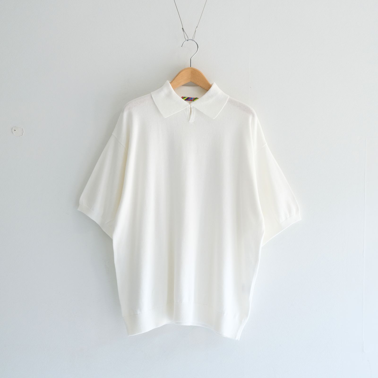 Knitted Polo Shirt /  ニット ポロ シャツ（WHITE）