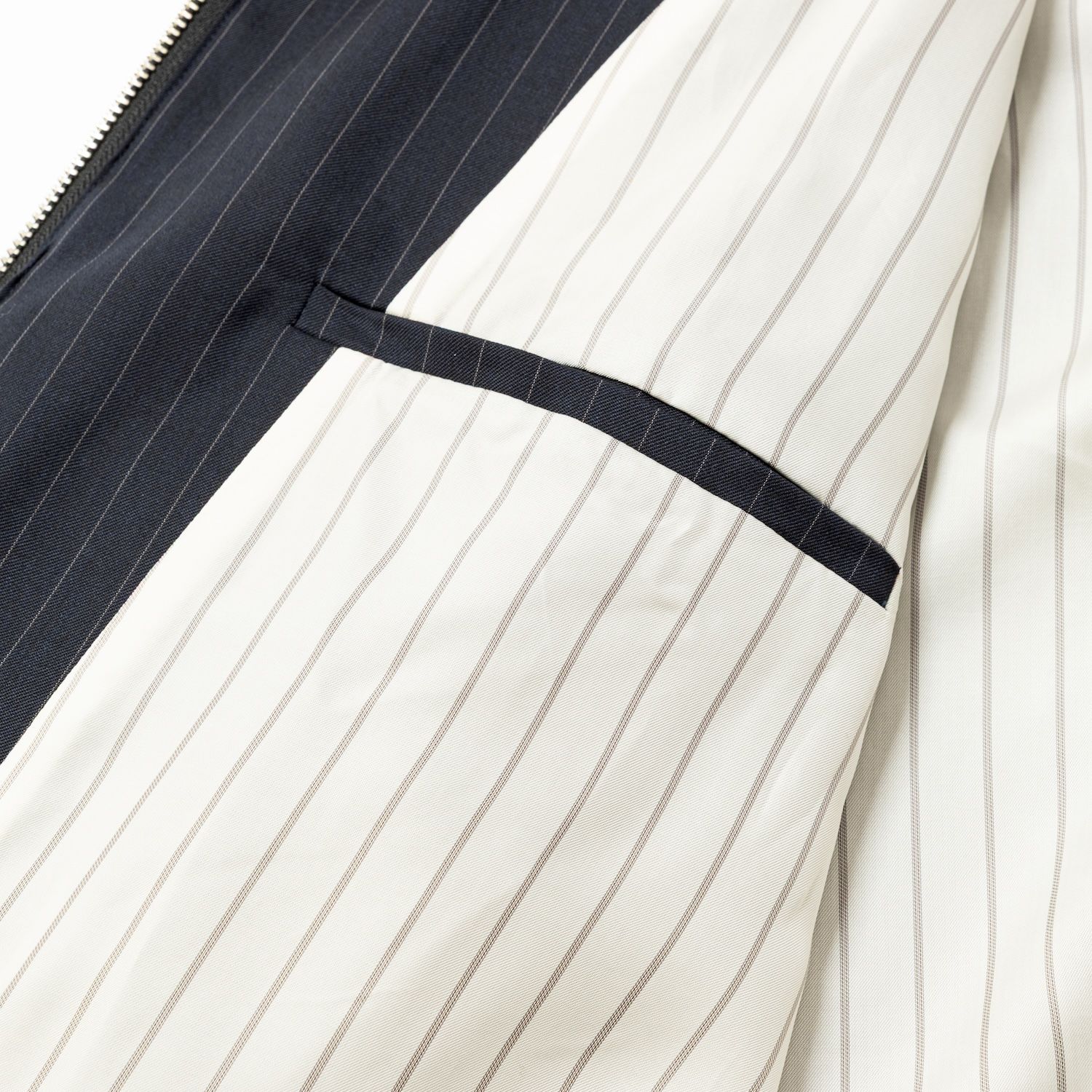 【入荷時期：2026年7月頃】Merino Wool Stand Collar Blouson / メリノウール スタンドカラー ブルゾン（NAVY STRIPE）