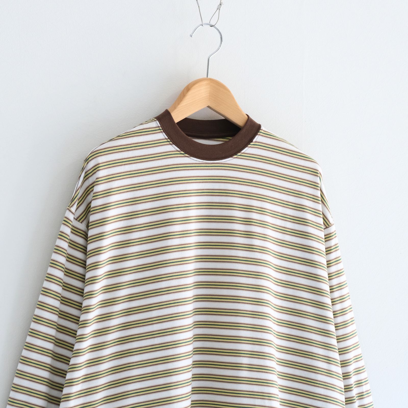 【販売開始 : 7/18 (土) 00:00~】Balloon Border Long-sleeve T-Shirt（BROWN x GREEN）