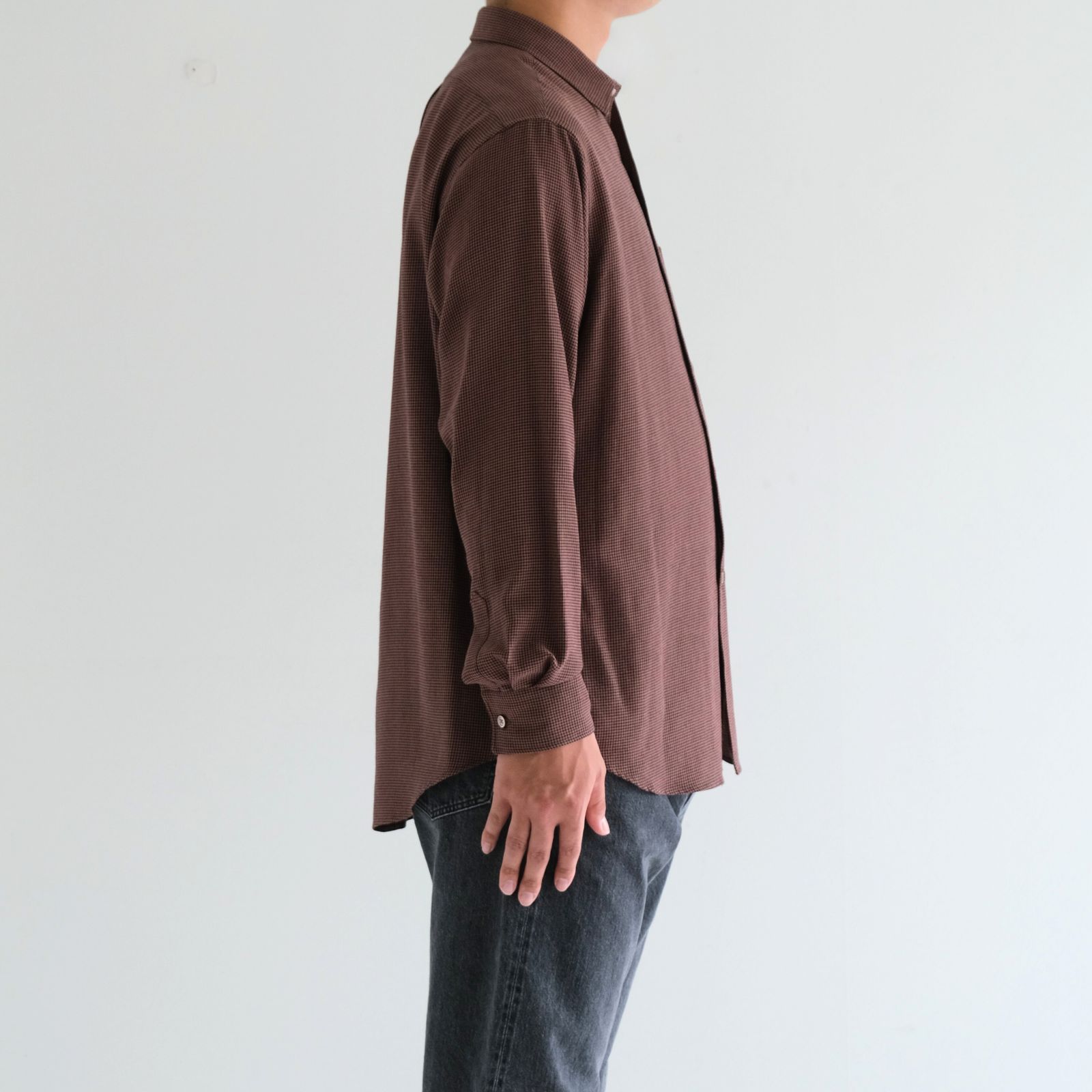 RAYON LINEN CHECK SHIRT / シャツ / チェック / BROWN・BLACK