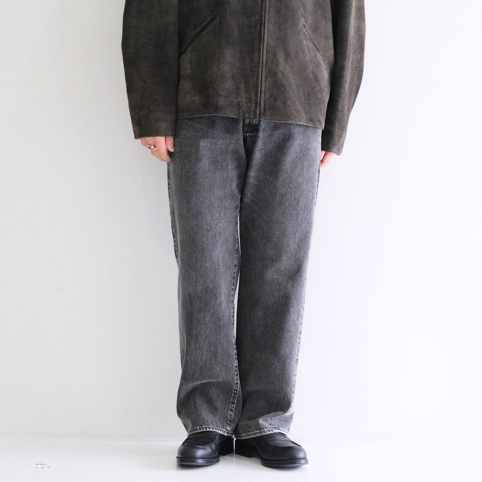 VINTAGE WASHED SELVEDGE BLACK DENIM 5P PANTS / パンツ / デニム / 5ポケット / FADED BLACK