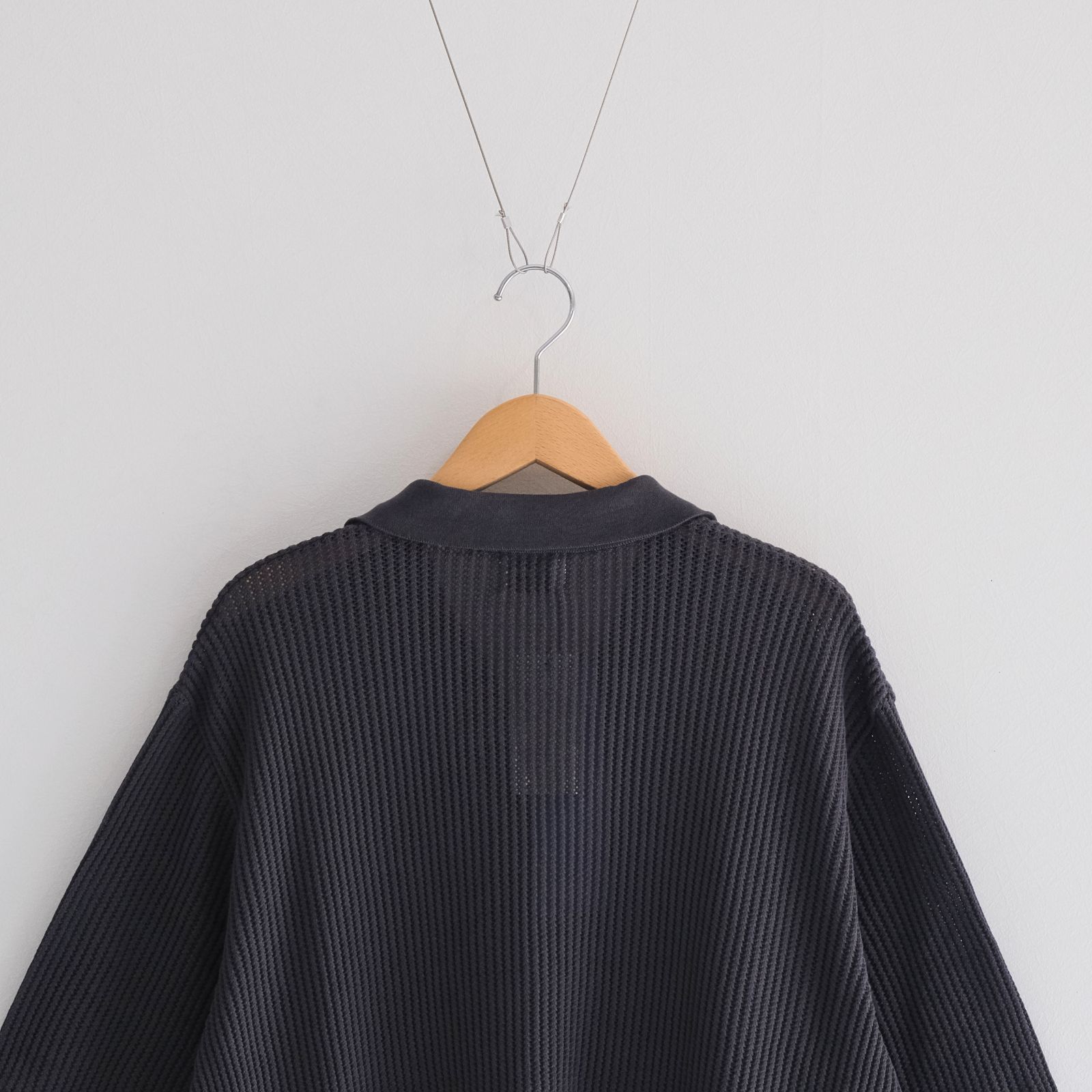 COTTON SUKASHI KNIT S/T / ニットシャツ / GRAY