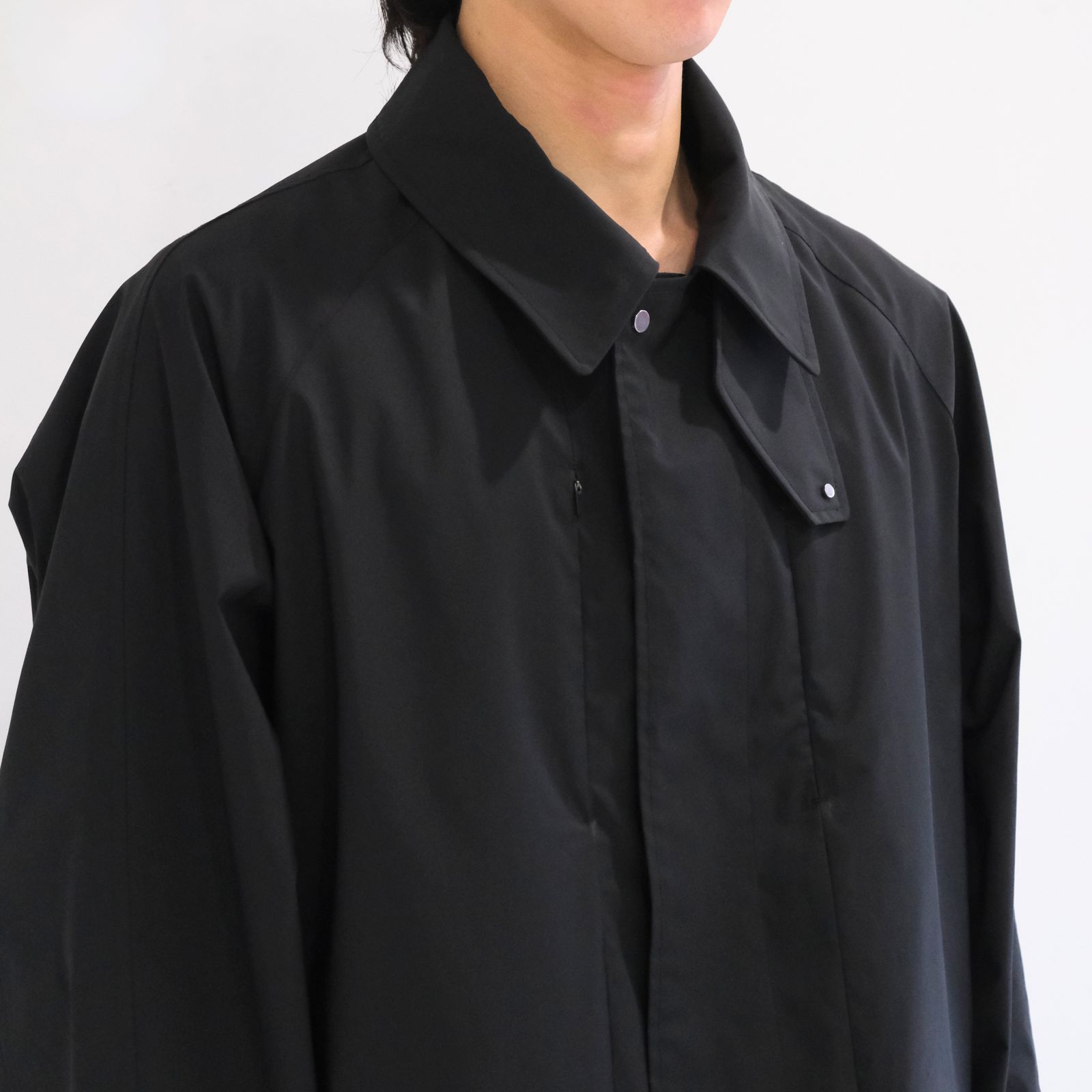 WATER RESISTANT WOOL BALMACAAN COAT（BLACK）