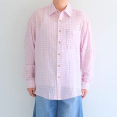 PREMIUM RONACHECK WRINKLE OVER SIZED SHIRTS / プレミアム ロナチェック リンクル オーバーサイズ シャツ（LEMONADE PINK）