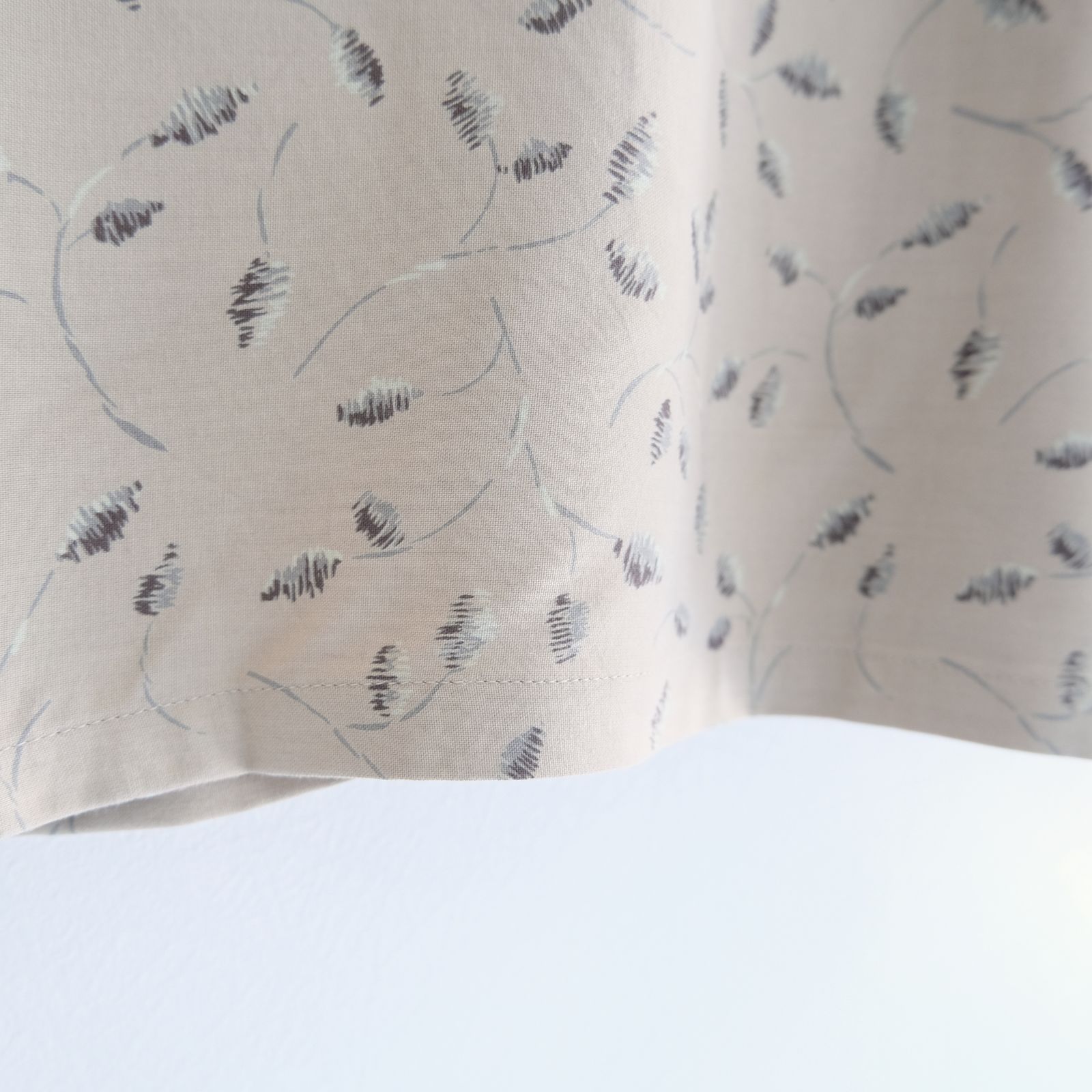 OPEN COLLAR SHIRTS  - Botanical print -（Gray Khaki）