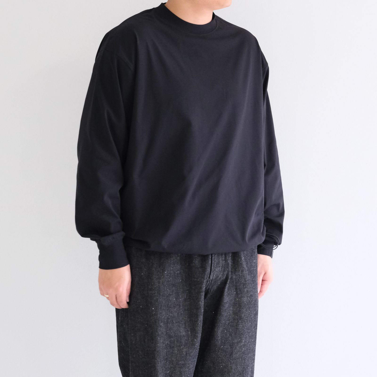 DRY DRAW CORD LONG SLEEVE T-SHIRTS / ロングスリーブTシャツ / UPF50＋ / 紫外線カット / BLACK