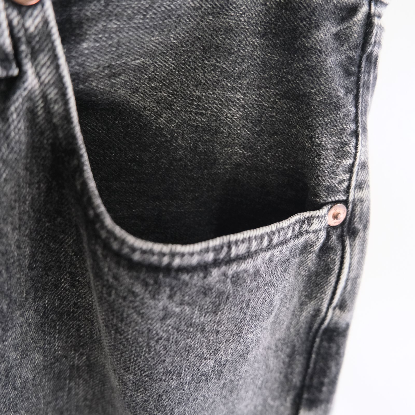 VINTAGE WASHED SELVEDGE BLACK DENIM 5P PANTS / パンツ / デニム / 5ポケット / FADED BLACK