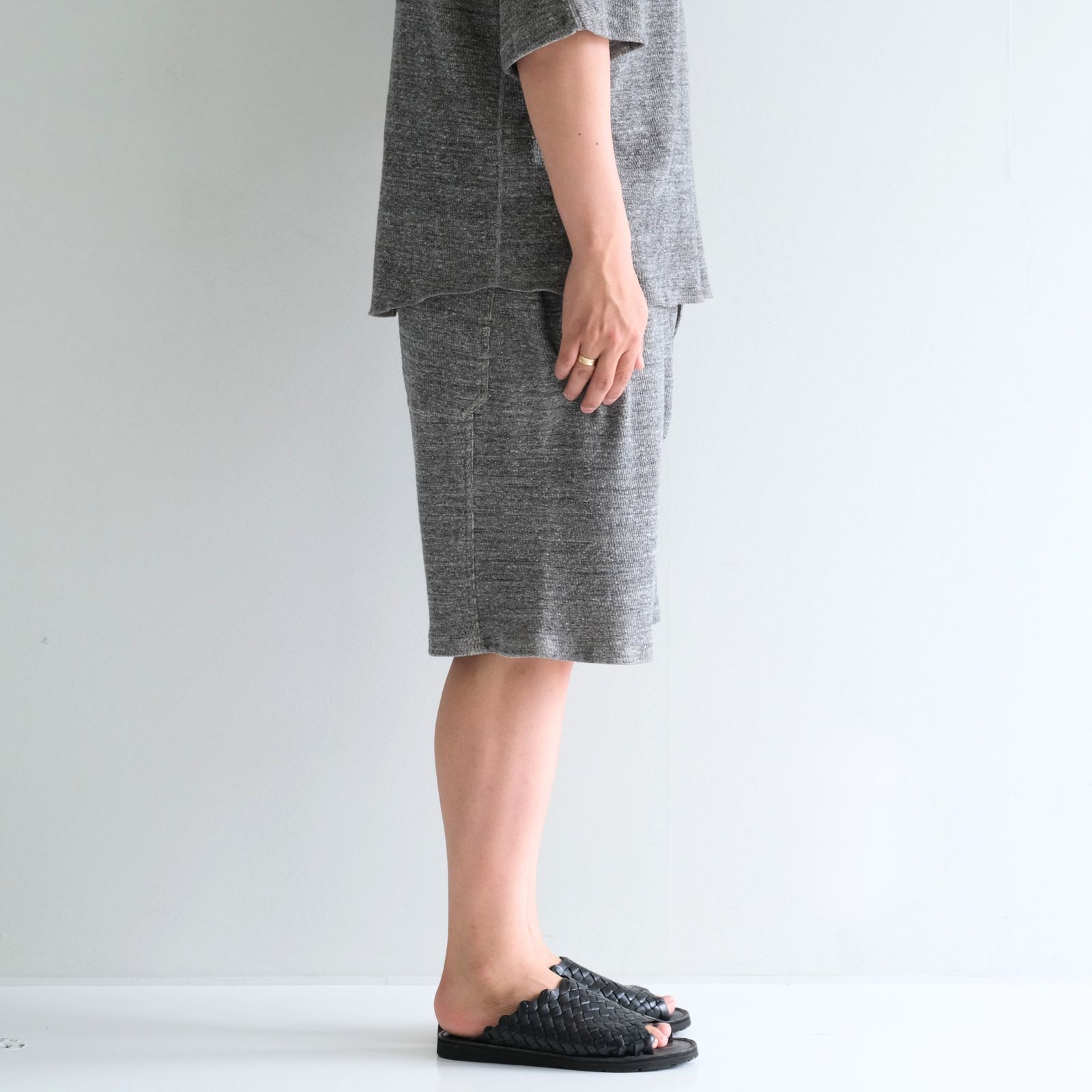 THERMAL SHORT PANTS - Mixed “UNSTAINED” yarn - / ショーツ / パンツ / GRAY