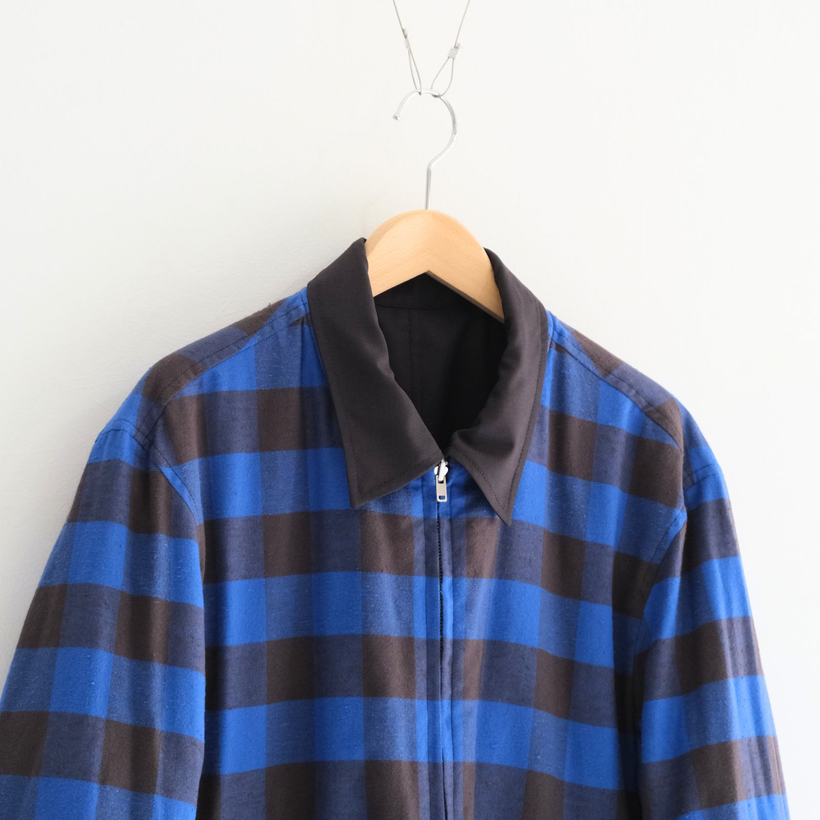 REVERSIBLE BLOUSON ‐Wool /Cotton slub Buffalo check‐ / ジャケット / ブルゾン / リバーシブル / プリマロフト / Navy・Blue