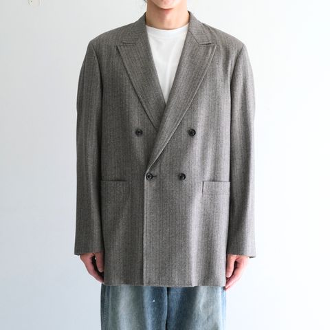 【残り1点】W/S HERRINGBONE STRIPE DB JKT（TAUPE GREY）