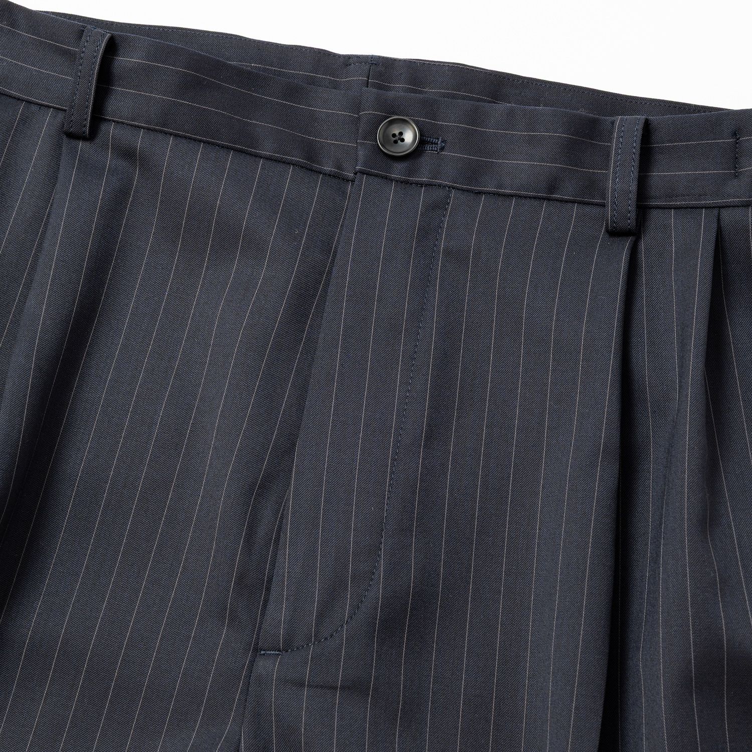 【入荷時期：2026年7月頃】Merino Wool High-waist Slacks / メリノウール ハイウエスト スラックス（NAVY STRIPE）
