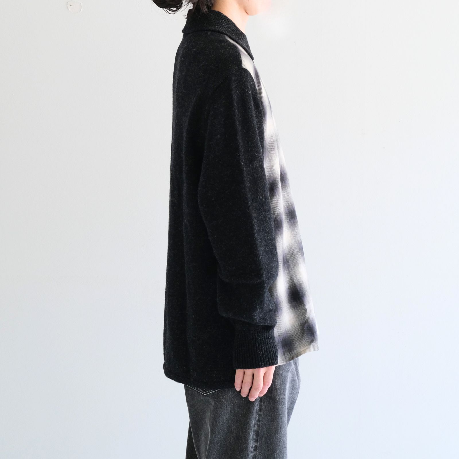 【残り1点】OMBRE CHECK PULLOVER KNIT SHIRTS ‐Cotton / Yak & Wool‐ / オンブレチェックプルオーバーニットシャツ ‐コットン/ヤク＆ウール‐（Check）
