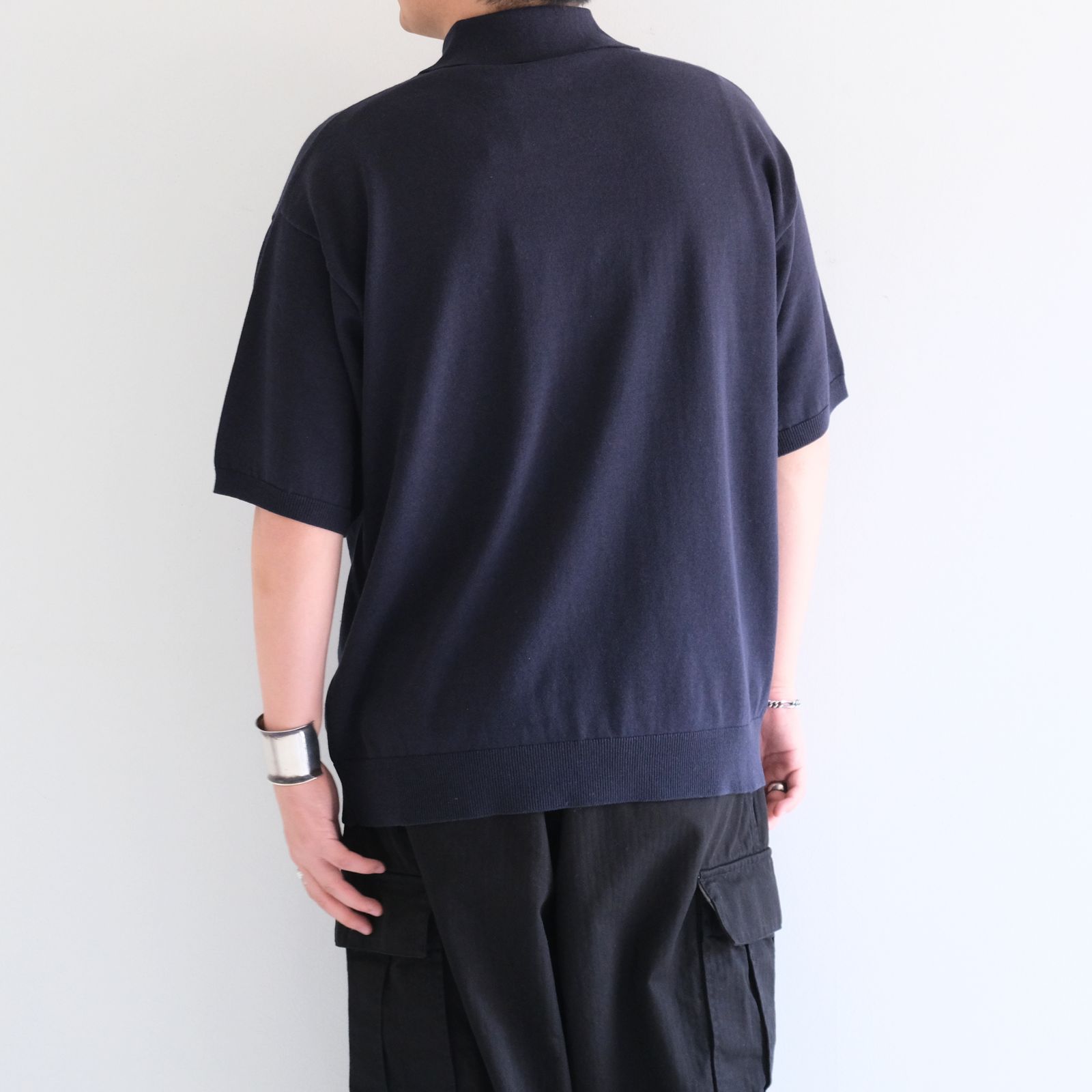 Knitted Polo Shirt /  ニット ポロ シャツ（NAVY）