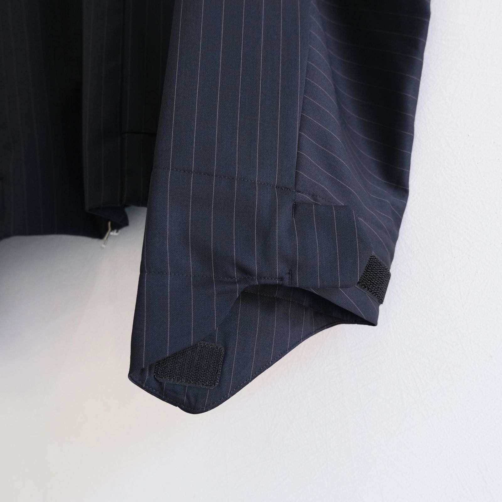 Merino Wool Stand Collar Blouson / メリノウール スタンドカラー ブルゾン（NAVY STRIPE）