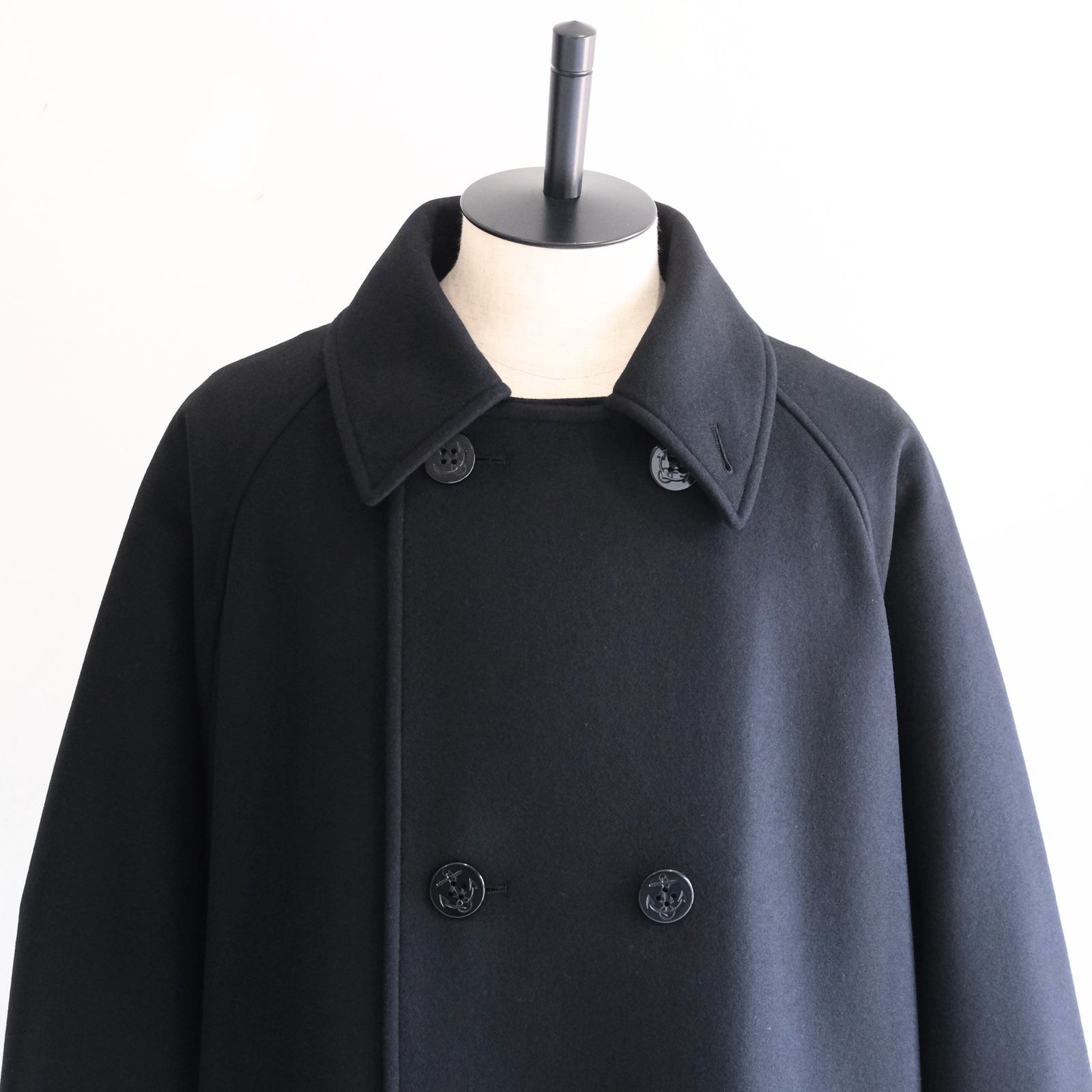 【残り1点】Wool Raglan Pea Coat（Black）