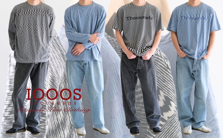 【THOUSANDS / サウザンズ】〈THOUSANDS ×  SUN/kakken〉不思議な存在感・魅力を持つカットソー。（VORTEX TECHNICAL LOGO TEE fabric by SUN/kakke・VORTEX FOOTBALL SHIRT fabric by SUN/kakke）