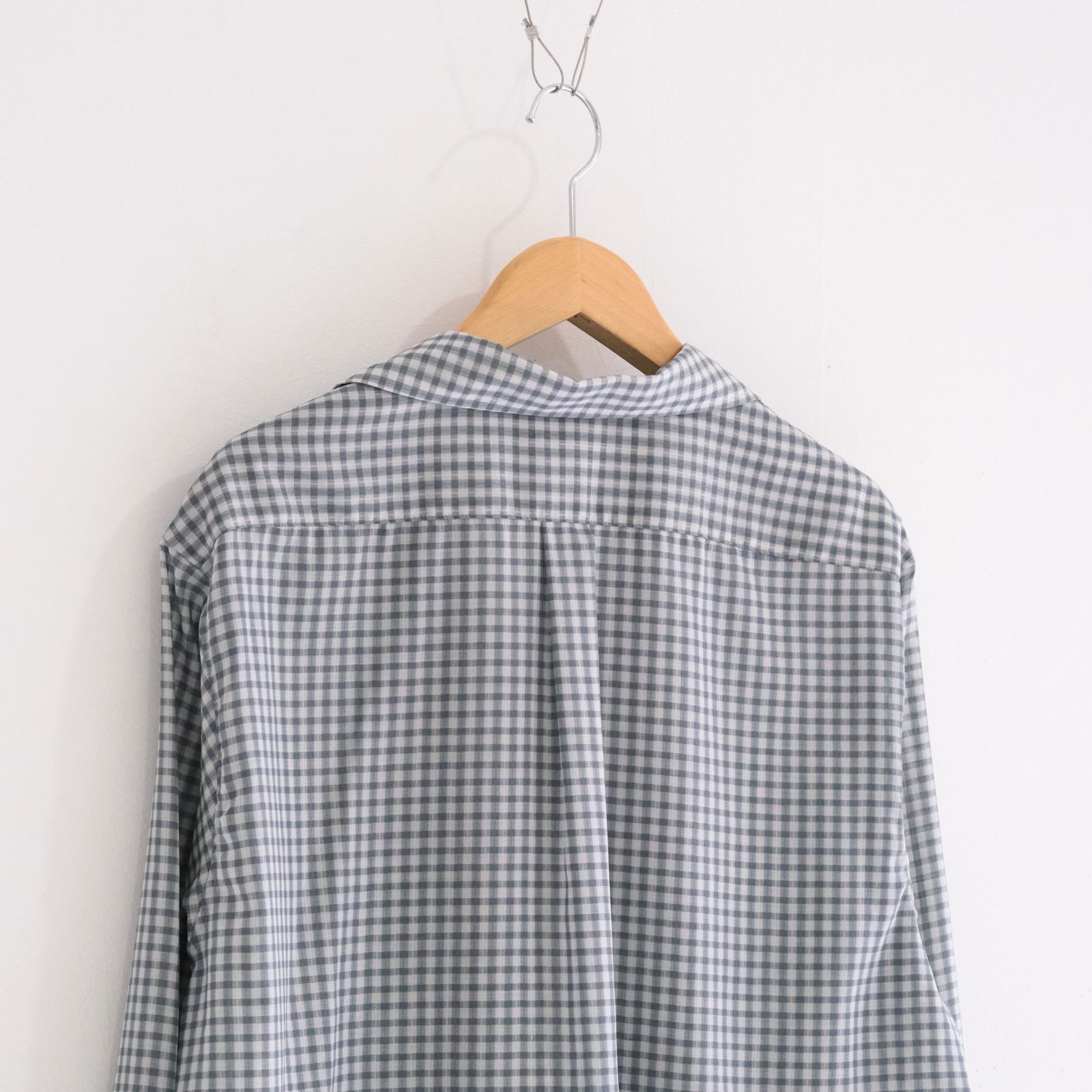 SUPER LIGHT WOOL CHECK SKIPPER SHIRT / スーパー ライト ウール チェック スキッパー シャツ（GREEN GREY）