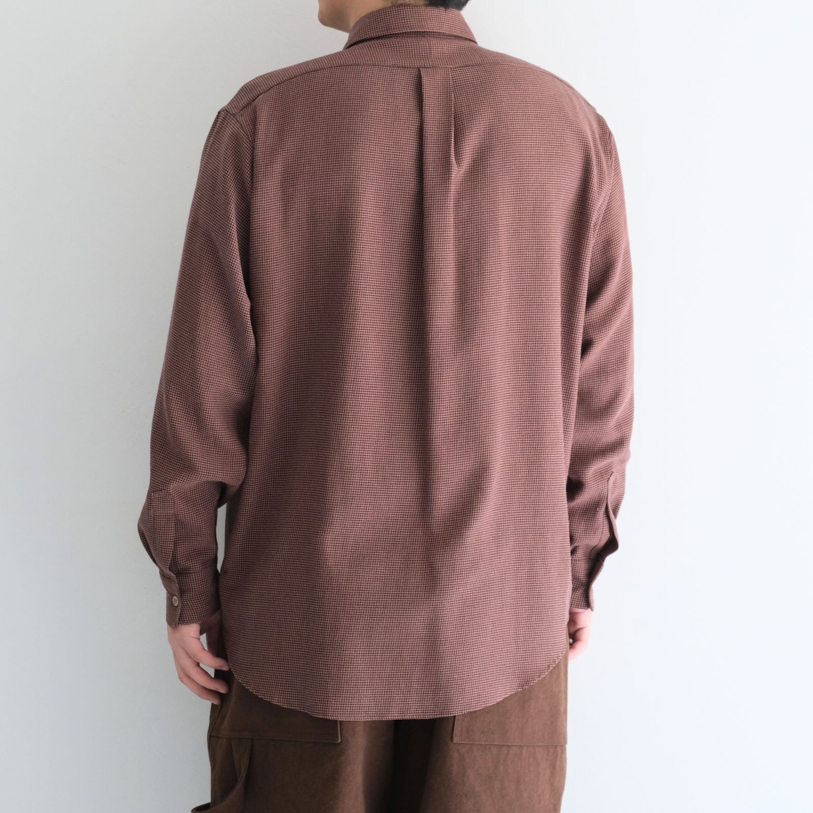 RAYON LINEN CHECK SHIRT / レーヨンリネンチェックシャツ（BROWN / BLACK）