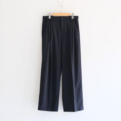 Merino Wool High-waist Slacks / メリノウール ハイウエスト スラックス（NAVY STRIPE）