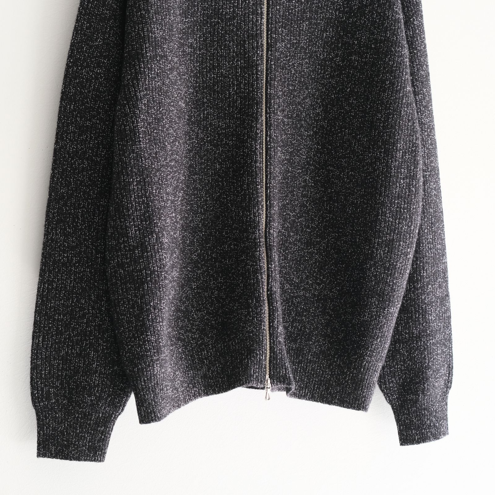 W/C MEALANGE RIB DRIVERS KNIT / ニット/ ドライバーズニット / メリノウール / BLACK