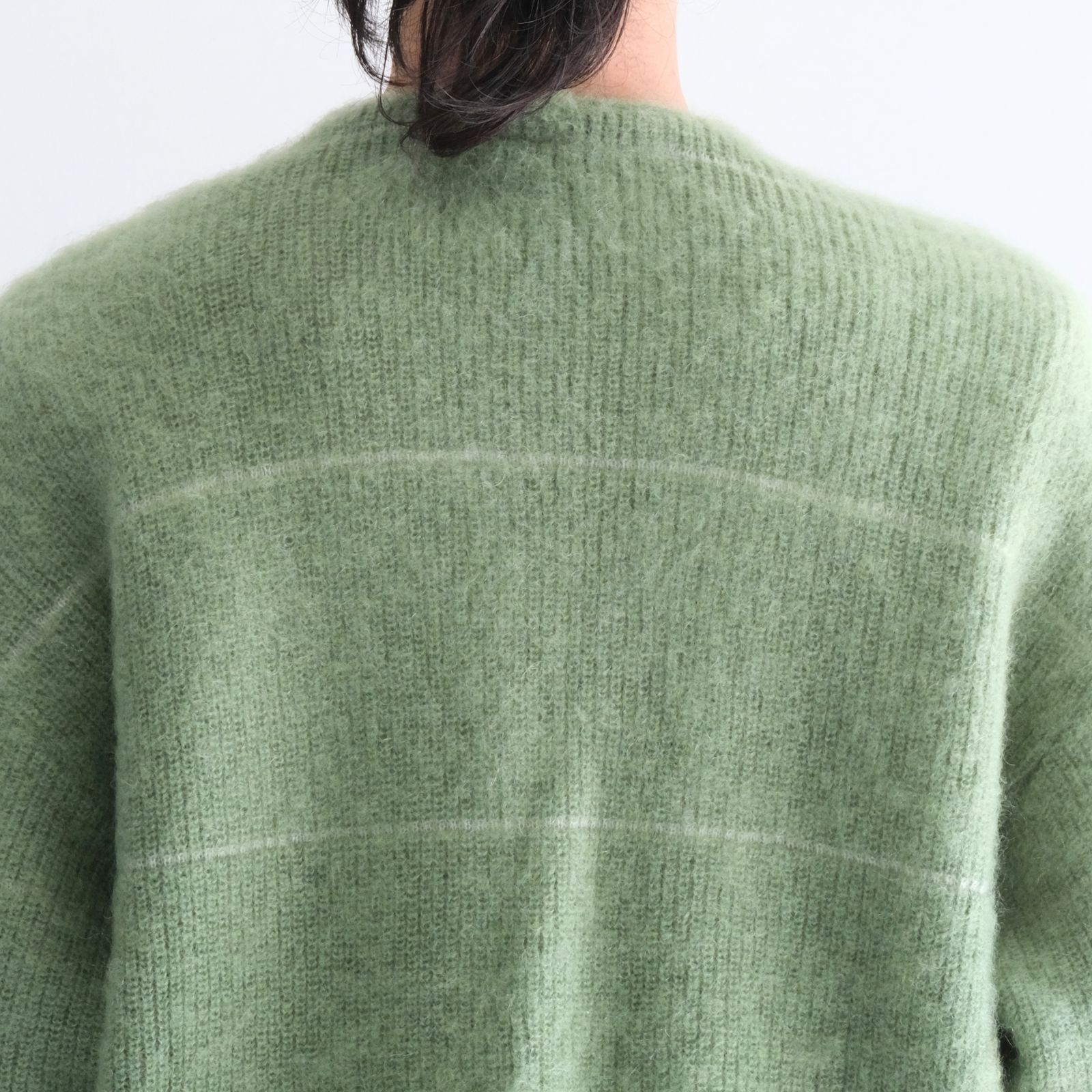 【残り1点】MOHAIR BOARDER CARDIGAN（GREEN）