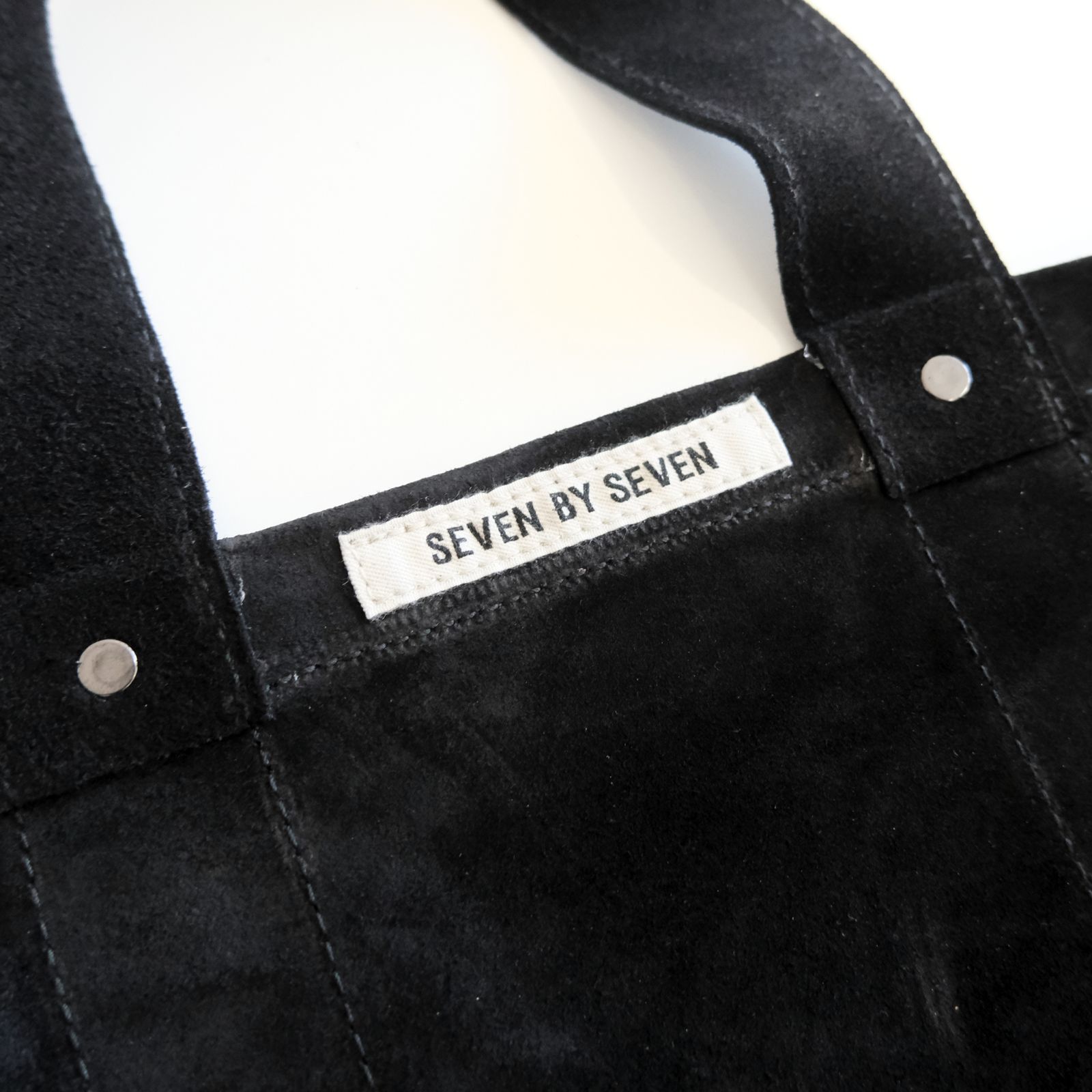 LEATHER TOTE BAG  - Cow split leather -（Black）