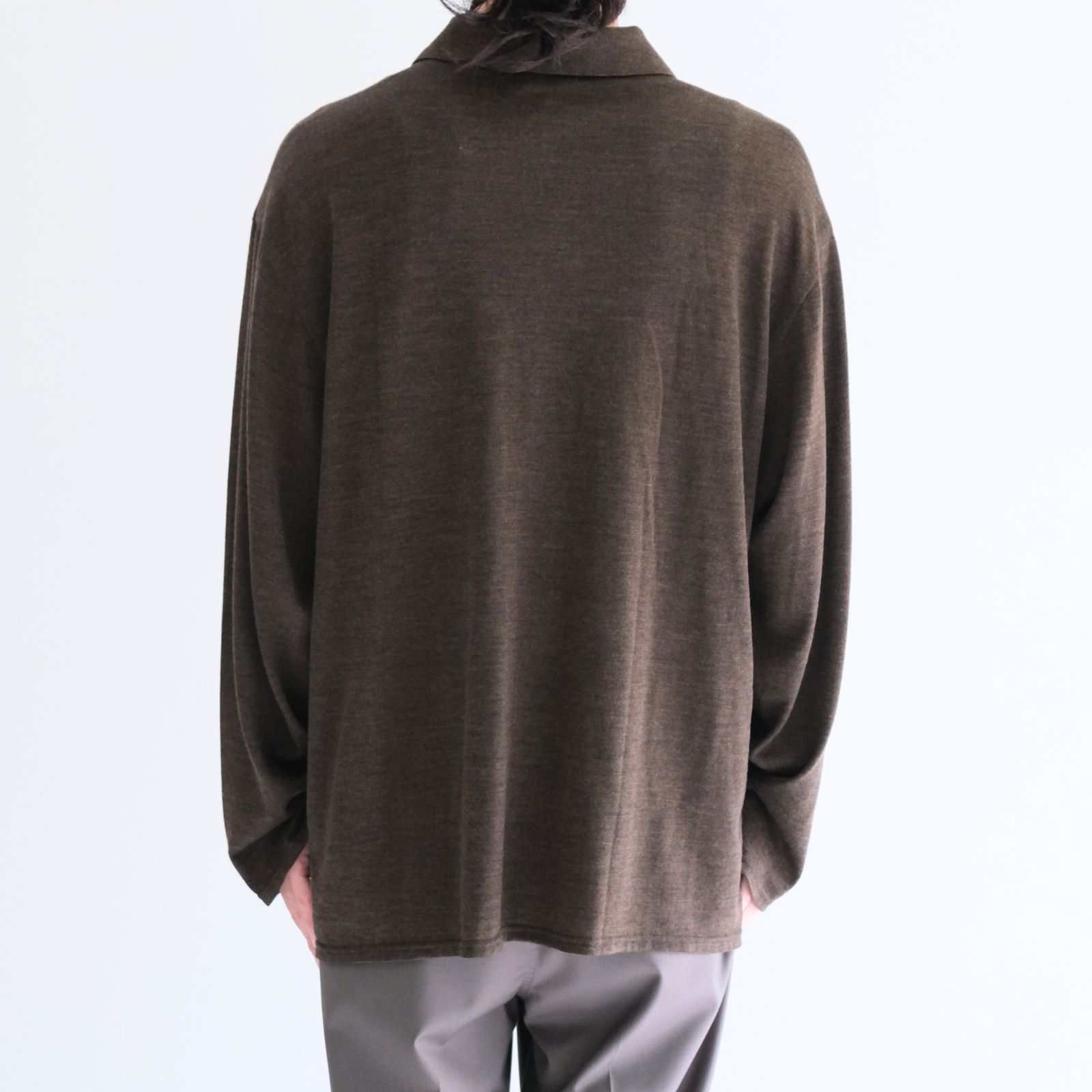 Wool Jersey Twisted polo Shirts / ウールジャージーツイストポロシャツ（Brown）