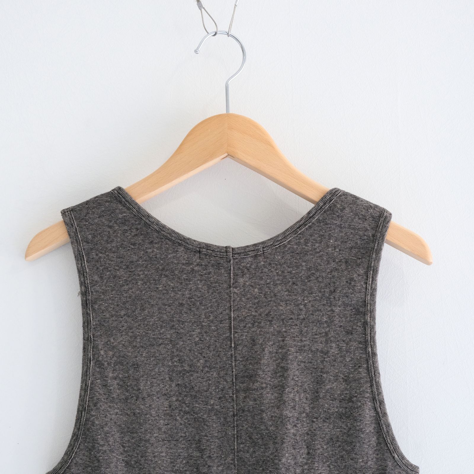 RIB TANK TOP - Mixed “UNSTAINED” yarn - / タンクトップ / BLACK