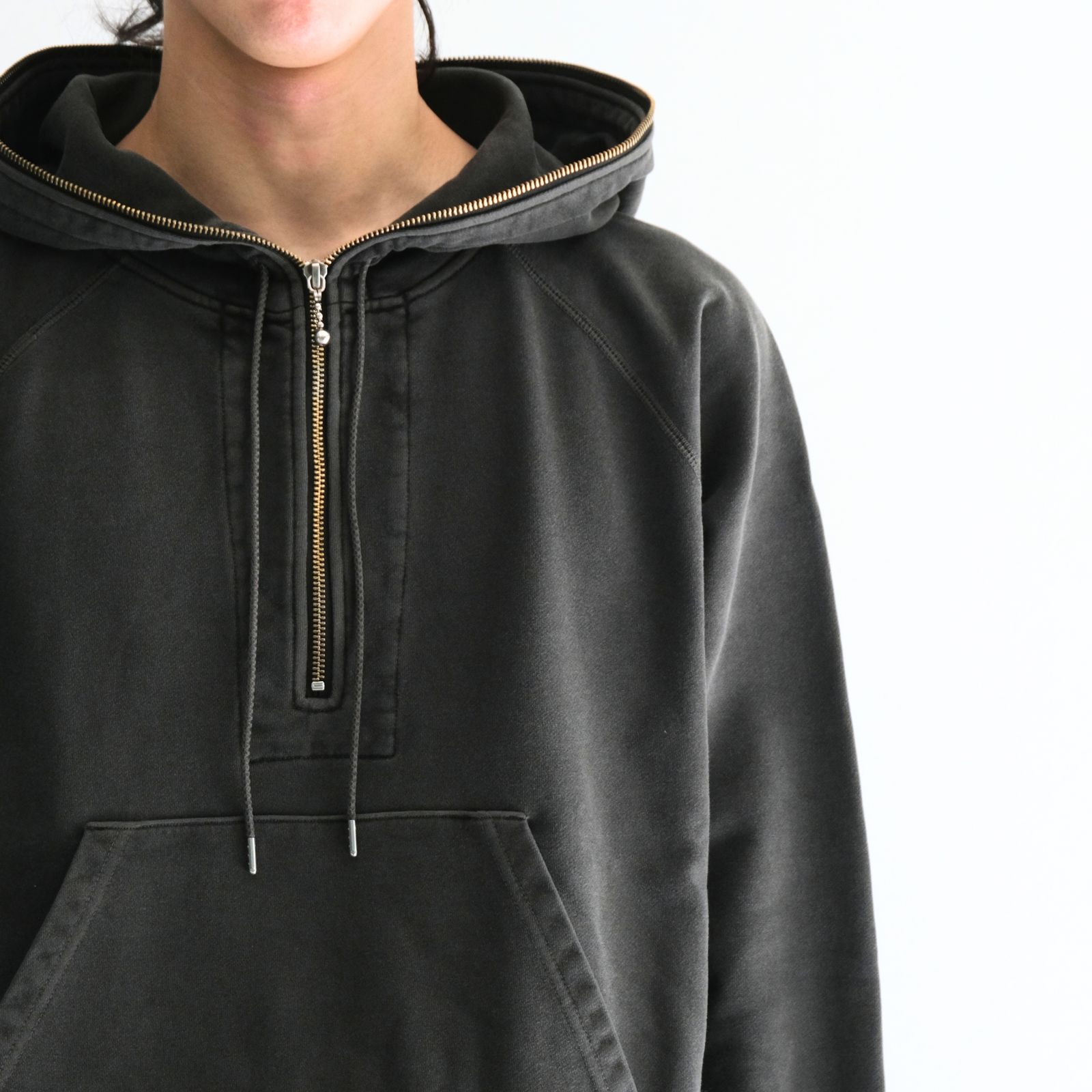 Processed Half-Zip Sweat Hoodie（Gray）
