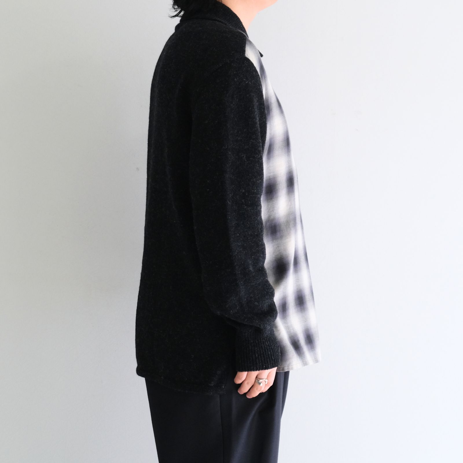 OMBRE CHECK PULLOVER KNIT SHIRTS ‐Cotton / Yak & Wool‐ / オンブレチェックプルオーバーニットシャツ ‐コットン/ヤク＆ウール‐（Check）