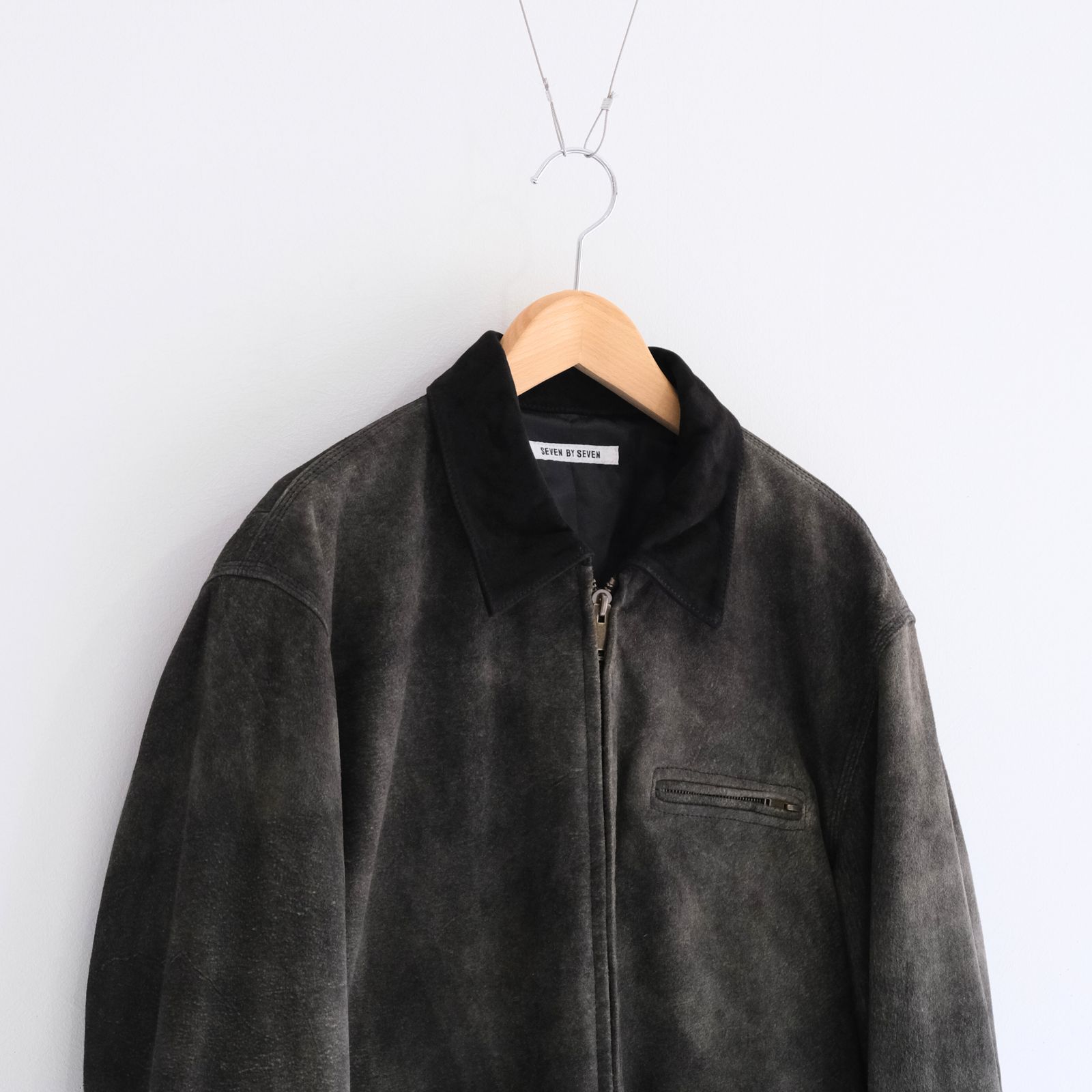 LEATHER DETROITJACKET ‐Goat suede Antique finish‐ / レザージャケット / ゴートレザー / アンティーク加工 / Black