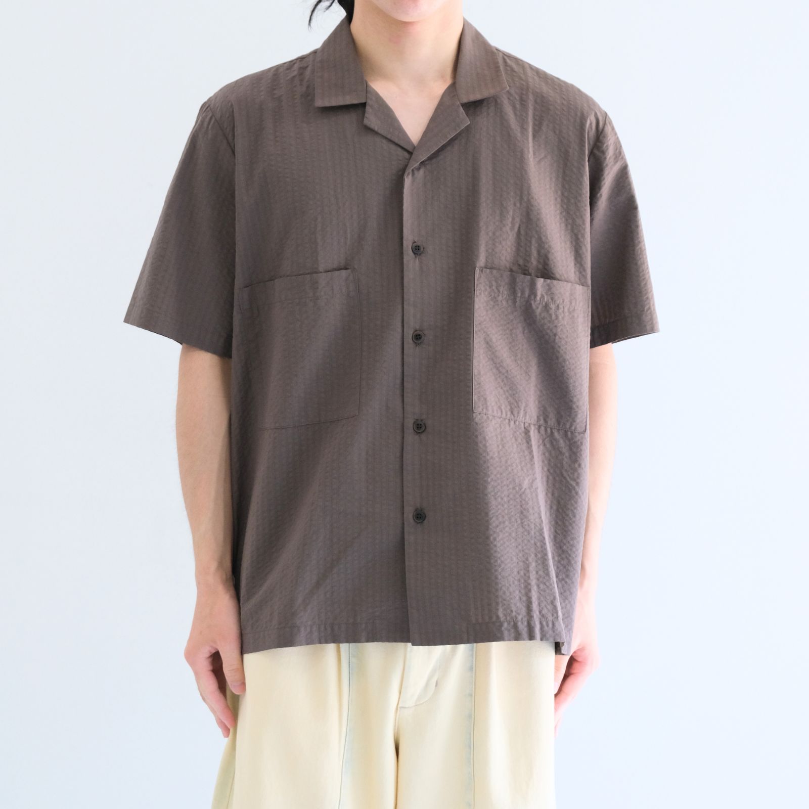 【残り1点】Mirari Seersucker Shirt / ミラリ シアサッカー シャツ（BROWN）