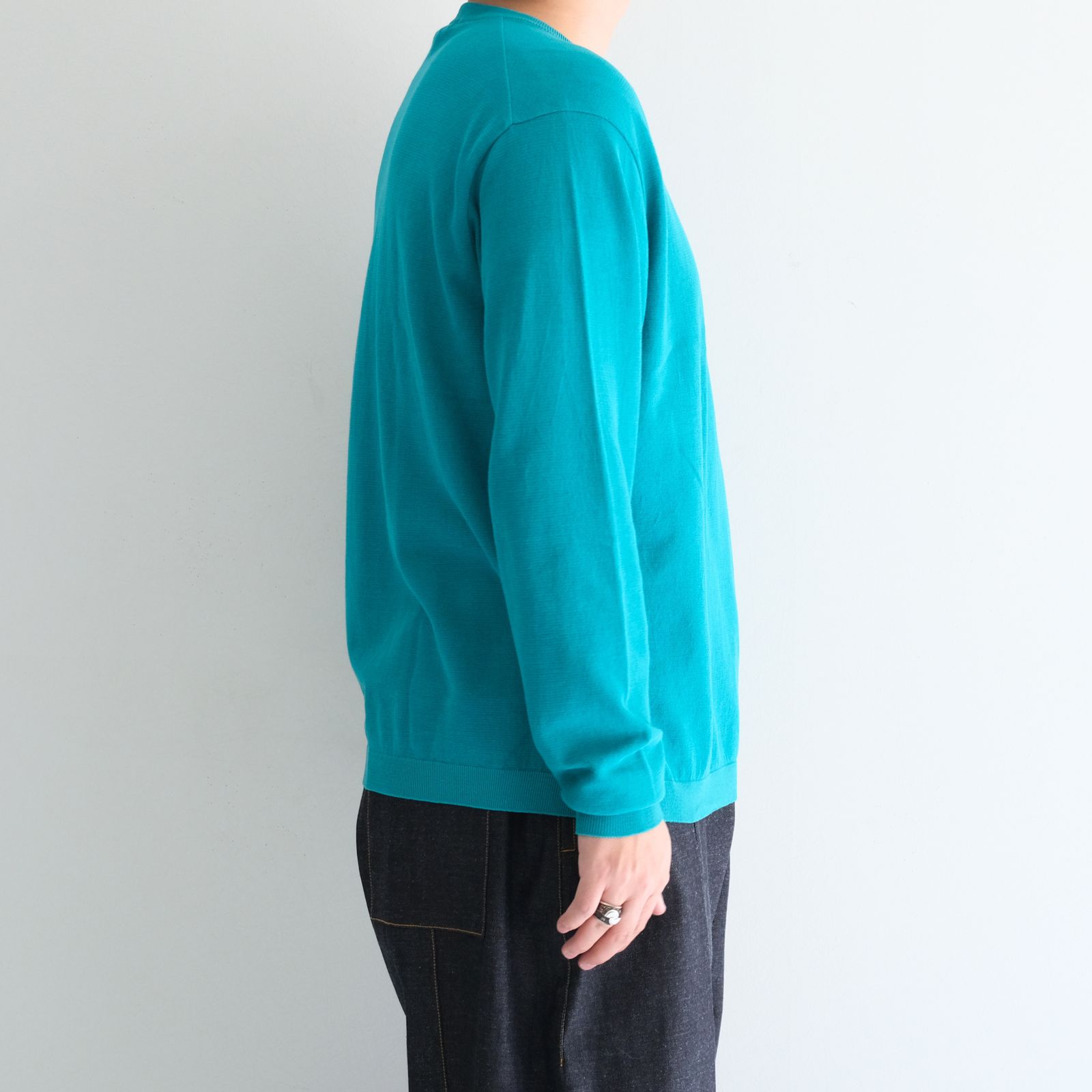 TWISTED COTTON KNIT PULLOVER / ツイストコットンニットプルオーバー（PEACOCK GREEN）