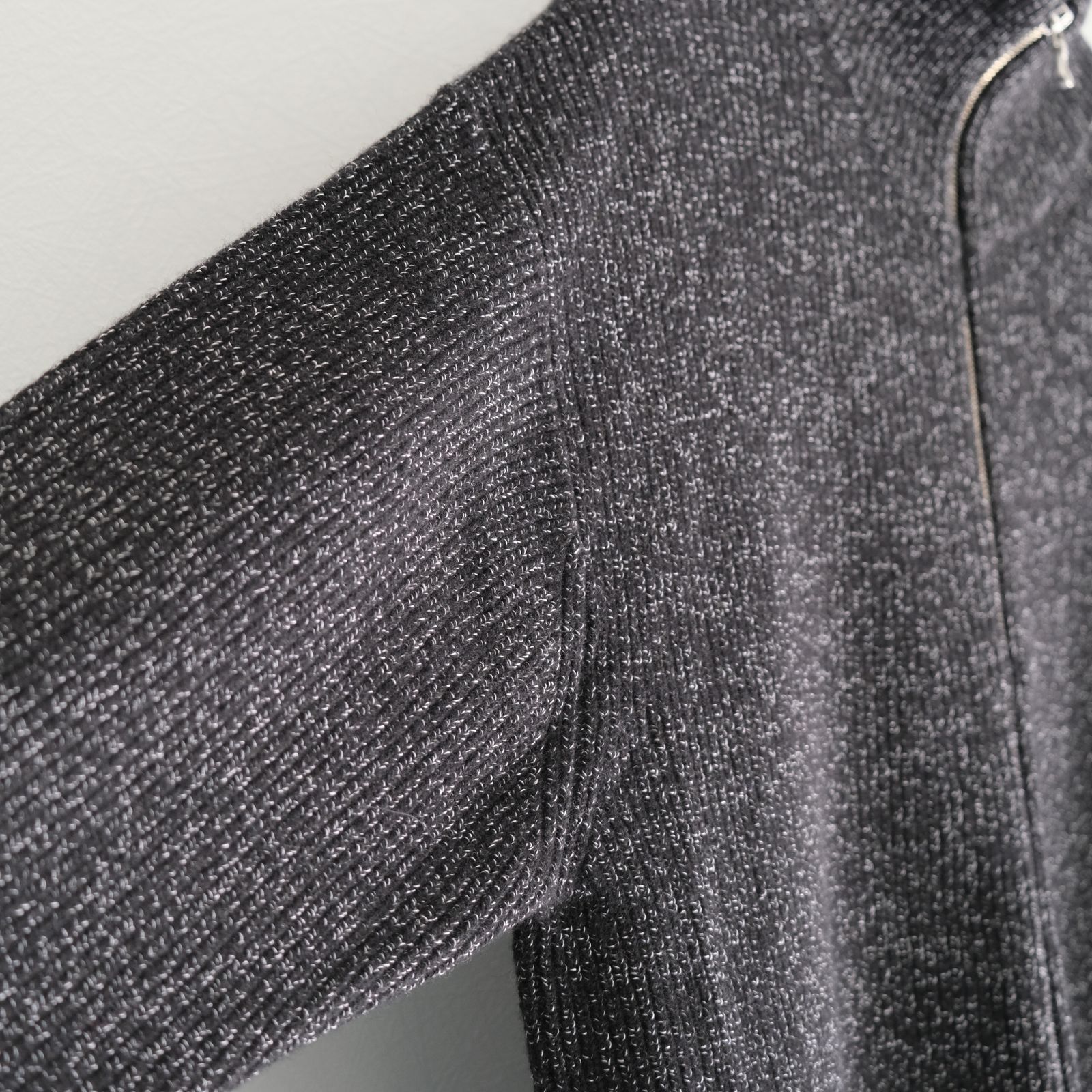 W/C MEALANGE RIB DRIVERS KNIT / ニット/ ドライバーズニット / メリノウール / BLACK