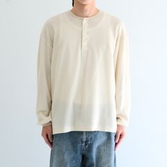 W/C HONEYCOMB HENLEY-NECK TOP（ECRU）