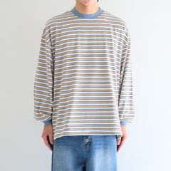 Balloon Border Long-sleeve T-Shirt（SAX x YELLOW）