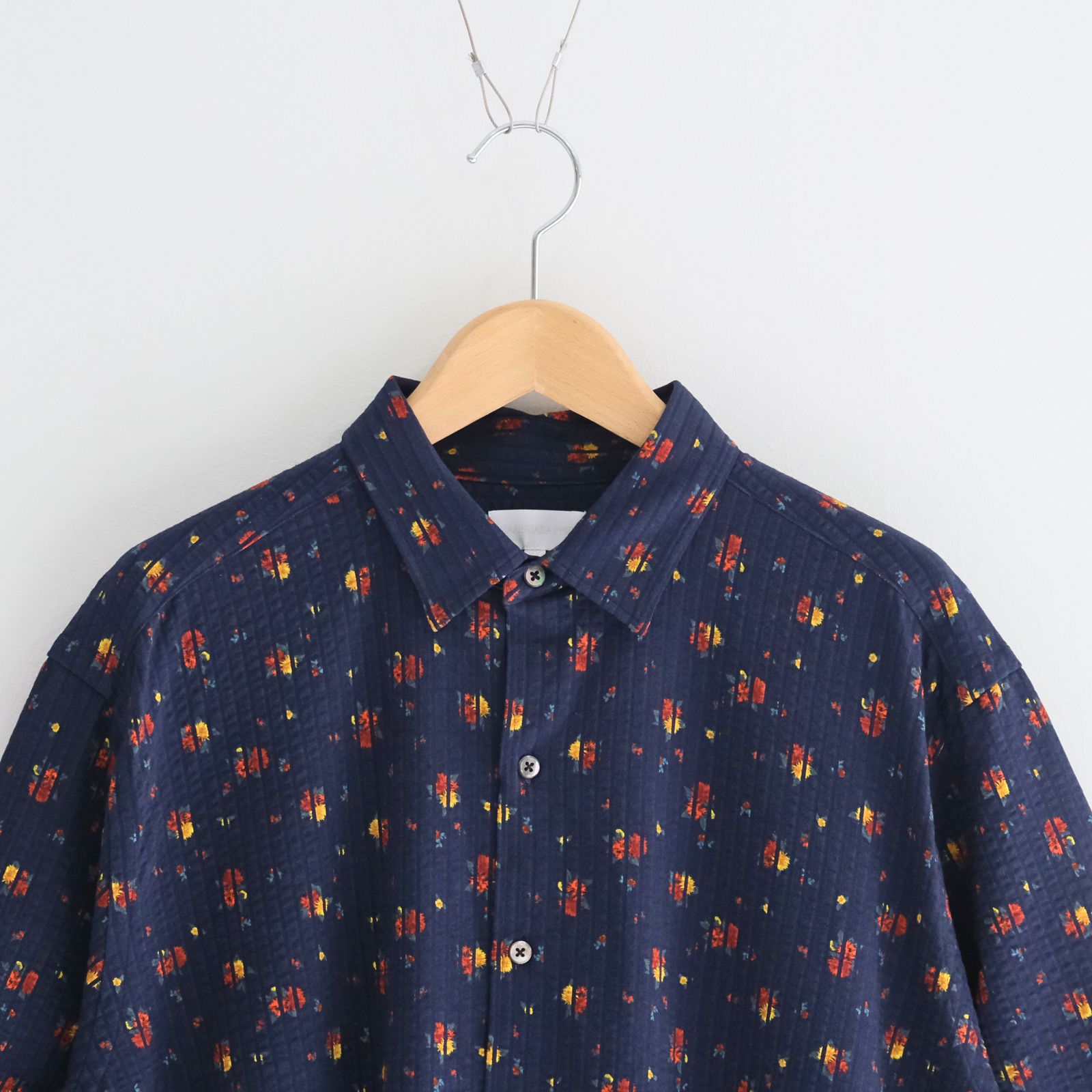 KANEMASA PHIL. Atmosphere L/S Shirt ネイビー KANEMASA PHIL. - 36G Linen Sucker Flower Atmosphere S/S