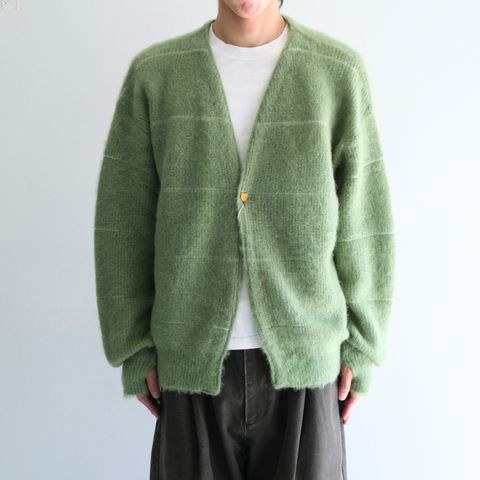 【残り1点】MOHAIR BOARDER CARDIGAN（GREEN）