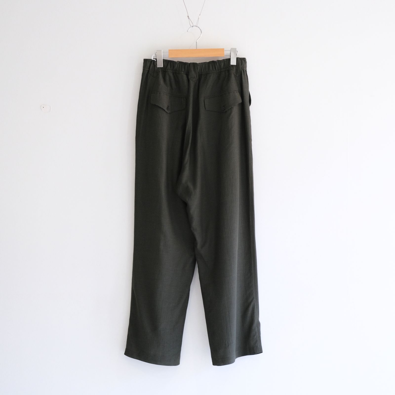 SHEER WESTERN EASY TROUSERS - Gingham check Indian fabric - / パンツ / OLIVE